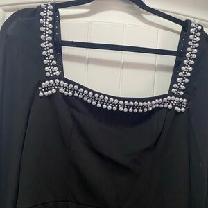 Black Dress with Pearl/rhinestone Embellishments side 8-10-12